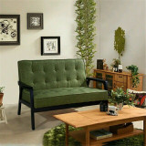 时尚橡木双人单人木扶椅北欧宜家现代简约咖啡厅休闲组装复古沙发