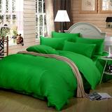 纯棉活性翡翠绿高支斜纹不掉色四件套床品套件全棉被套可定制床单
