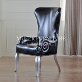 慕妃高端定制家具美式新古典欧式实木皮艺单人沙发休闲椅GC651
