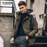 VIISHOW2016冬装新款棉衣外套 欧美街头中长款棉服男 连帽个性潮