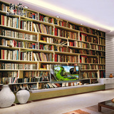 3D书架书房客厅图书馆大型壁画 创意大型壁纸图书馆壁纸复古墙纸