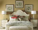 法式实木复古床橡木双人床美式乡村1.8米象牙白色婚庆床卧室家具