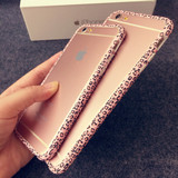 iphone6SPlus手机壳边框4.7寸苹果6S手机壳粉色豹纹保护套5Se外壳