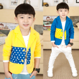 2015秋装韩版新款圆点男童装宝宝小童长袖小西装外套wt0522