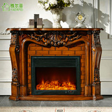 雅尔菲 欧式壁炉装饰柜定制实木壁炉架雕花深色美式电视柜壁炉芯