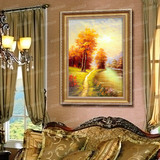 美坊原创风景油画山水纯手绘欧式客厅沙发墙三联幅现代装饰画定制