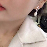 女士日韩版珍珠吊坠耳坠耳环锆石镶钻水晶耳钉925银针防过敏气质