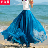 波西米亚大摆半身裙夏8米拖地长裙沙滩裙雪纺纱裙度假显瘦仙女裙
