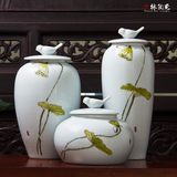现代新中式纯手绘陶瓷花瓶三件套样板间家居玄关饰品装饰瓷瓶摆件