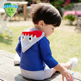 包邮 2-12岁 人气鲨鱼 韩版男童宝宝儿童平角分体泳衣 配套泳帽