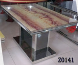 Z0141最新仿大理石钢化玻璃桌面全不锈钢腿火锅专用隐形电磁炉桌