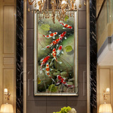 中式新古典客厅玄关过道手绘油画九尾鱼锦鲤DY39酒店办公室装饰画