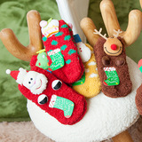 婴儿袜子秋冬加厚珊瑚绒防滑宝宝袜子卡通圣诞儿童地板袜亲子袜
