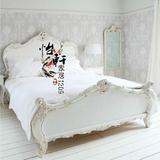 美式法式复古做旧实木雕花床 1.5单人床 1.8m双人床 婚床可定制