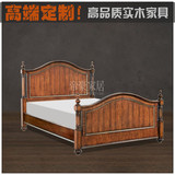 美式欧式新古典实木低柱床 卧室1.8米1.5米双人床福溢家具可定制