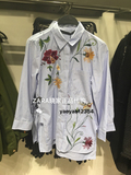 XS S 现货ZARA上海专柜正品代购7月女款刺绣衬衫6895/249 6895249