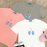 韩版超可爱卡通人物字母印花宽松休闲短袖简约纯棉T恤夏女学院风