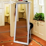 欧式镜子原木试衣镜方形悬挂全身镜提供安装说明书壁挂穿衣镜