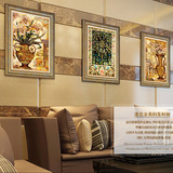 客厅壁画挂画沙发背景墙复古美式欧式现代装饰画卧室三联金发财树