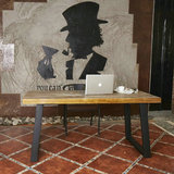 美式长方形复古实木铁艺餐桌住宅家具会议酒吧餐饮咖啡桌椅办公桌