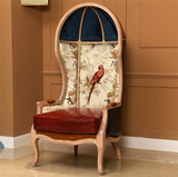 美式新古典客厅实木太空椅鸡蛋型欧式贝壳靠椅鸟笼蛋壳椅简约家具