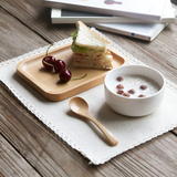 一人食 日式早餐盘套装 碗盘勺餐具套装 实木点心盘子托盘蛋糕盘