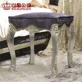新古典梳妆台凳组合欧式复古香槟银箔化妆凳时尚实木布艺化妆椅子
