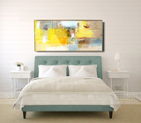 原创纯手绘现代简约抽象油画样板房客厅沙发卧室床头横版艺术挂画