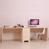 双人电脑组合书桌台式办公桌书柜组合家用写字台组合电脑桌加厚E