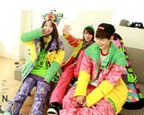 2015韩版拼色糖果色可爱羽绒棉服中长款加厚工装外套滑雪服女现货