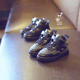 釜港 冬季儿童鞋2015绒面男女童跑步鞋加绒 儿童运动鞋男童冬季