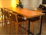 美式餐桌 会议桌咖啡吧台桌酒店餐桌椅组合 原木实木铁艺复古做旧