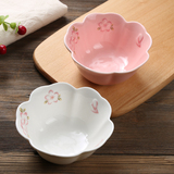 日式樱花5寸浮雕樱花陶瓷点心碗 沙拉饭碗 水果碗 浮雕花朵小汤碗