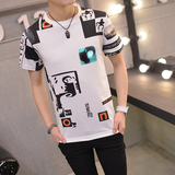 立体体恤T恤韩版潮流男装修身太空棉个性3d图案印花红白短袖班服