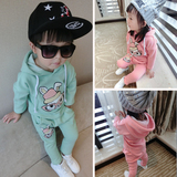 2015秋款韩女宝宝儿童纯棉加绒卫衣卫裤两件套装0-3岁女童