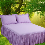 纯色床裙紫色床罩单件纯棉1.8 床罩公主风精品全棉全棉韩版