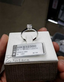 926香港代购六福珠宝专柜18K金750白色黄金钻石戒指结婚钻戒婚戒