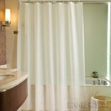 卫生间浴帘套装欧式纯白色防水加厚塑料浴室帘免打孔不锈钢伸缩杆