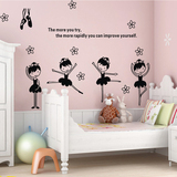 跳芭蕾舞蹈的女孩卧室儿童电视温馨幼儿园可移除墙贴纸包邮