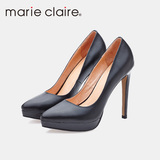 Marie Claire/MC 春2016个性时尚喷溅彩色花纹牛皮高跟鞋细跟尖