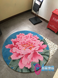 现代中式花朵牡丹花圆形客厅餐厅钢琴地毯门口垫玄关卧室地毯家用