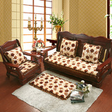 法莱绒绗绣平板花边沙发坐垫 实木红木沙发坐垫防滑时尚布艺座垫
