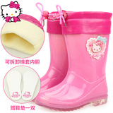Hello Kitty儿童雨鞋女童雨鞋冬季加绒雨靴防滑保暖小孩宝宝水鞋
