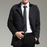 秋季新款 韩版男士风衣短款休闲外套男英伦单排扣修身型男薄风衣
