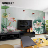 中式荷花鲤鱼 无缝3d壁画 客厅电视背景墙壁纸 卧室书房墙纸墙布