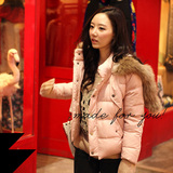2015冬季短款外套单排扣韩版纯色修身棉服立领通勤女装棉衣