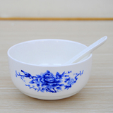 韩式碗新骨瓷正品高品质青花瓷六碗勺送礼日用配套餐具陶瓷碗勺