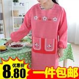 韩版可爱时尚成人护衣罩衣男女厨房做饭长袖围裙反穿衣防水工作服