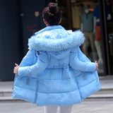 2015秋冬款韩版中长款羽绒服修身女式外套连帽大毛领女装棉衣包邮