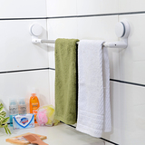 卫生间厨房不锈钢毛巾架 强力吸盘式免打孔可伸缩单层拐角浴巾挂